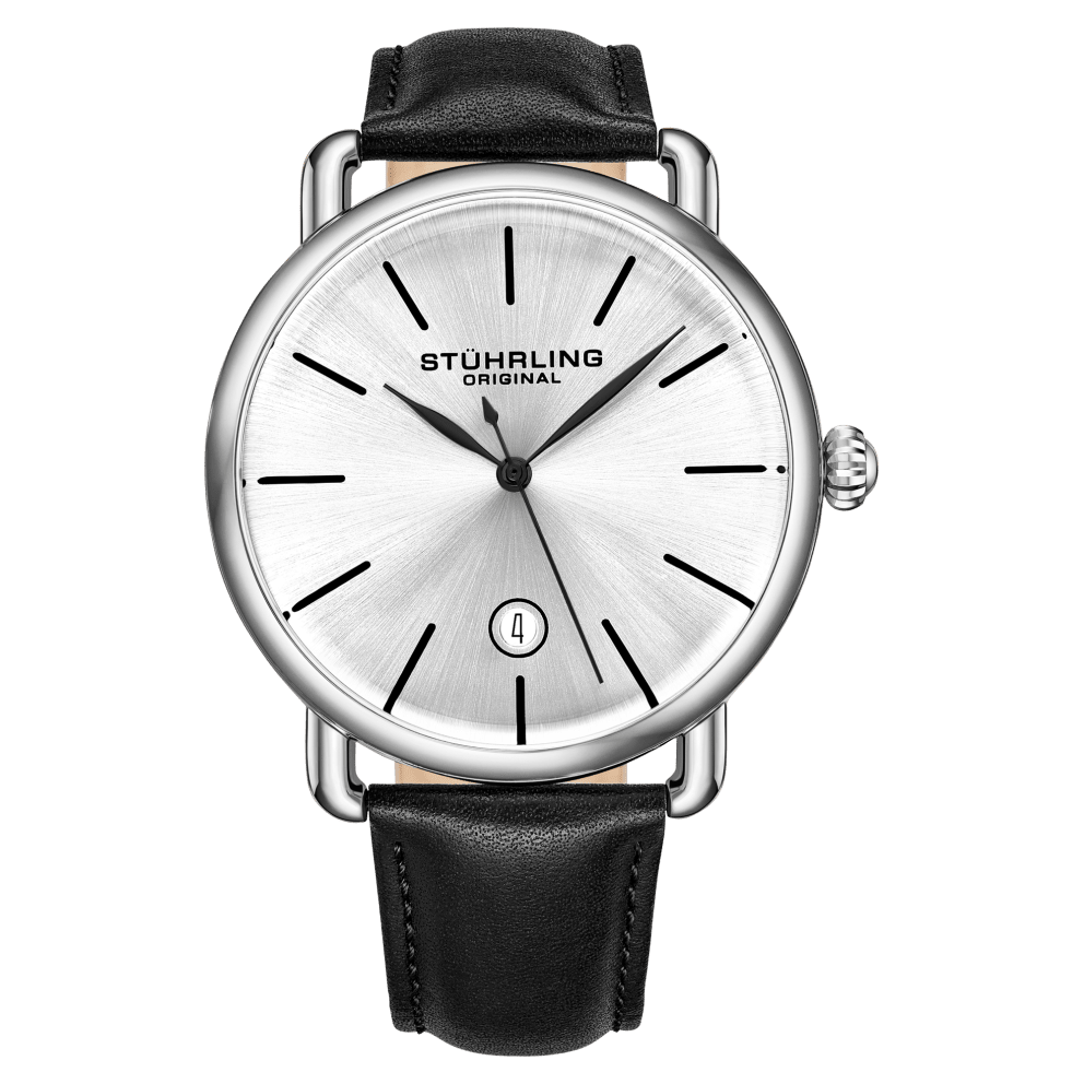 Silver Case with Silver Dial and Black Strap