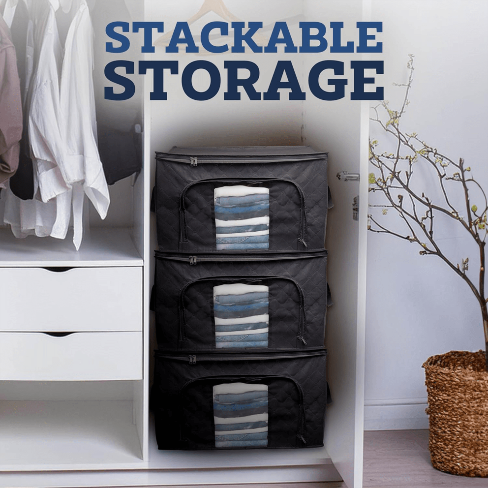 Stacks to save storage space in closets or dorms