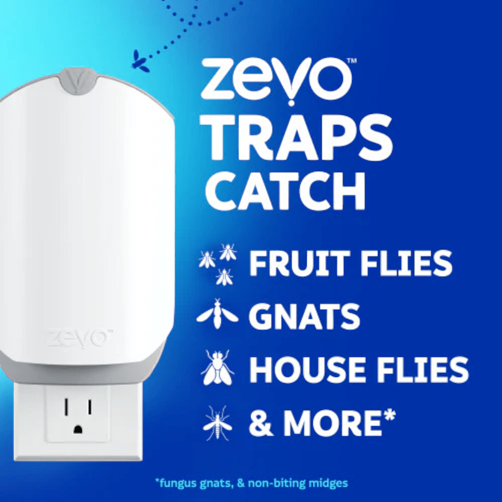 Traps fruit flies, gnats, house flies, and more with blue and UV light attraction