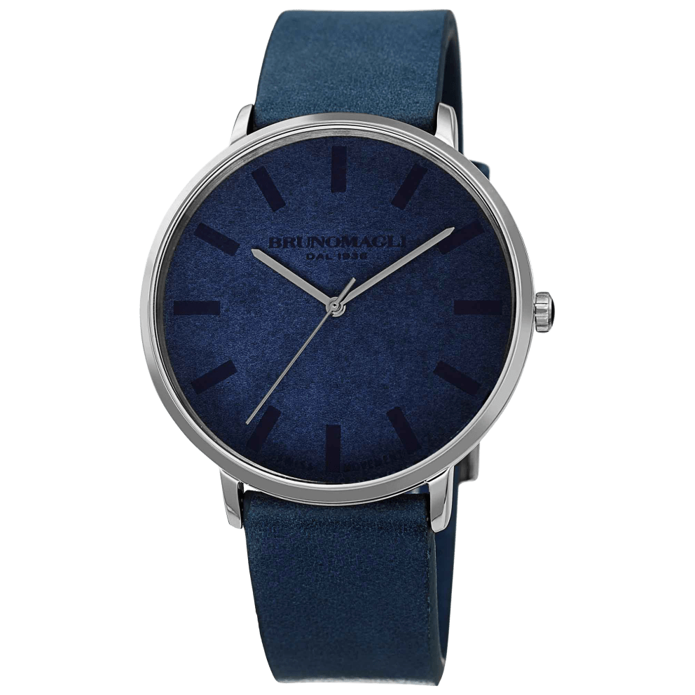Silver Case w/ Blue Strap and Blue Dial