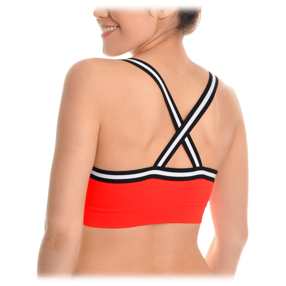 Striped Racerback Bralette - Red
