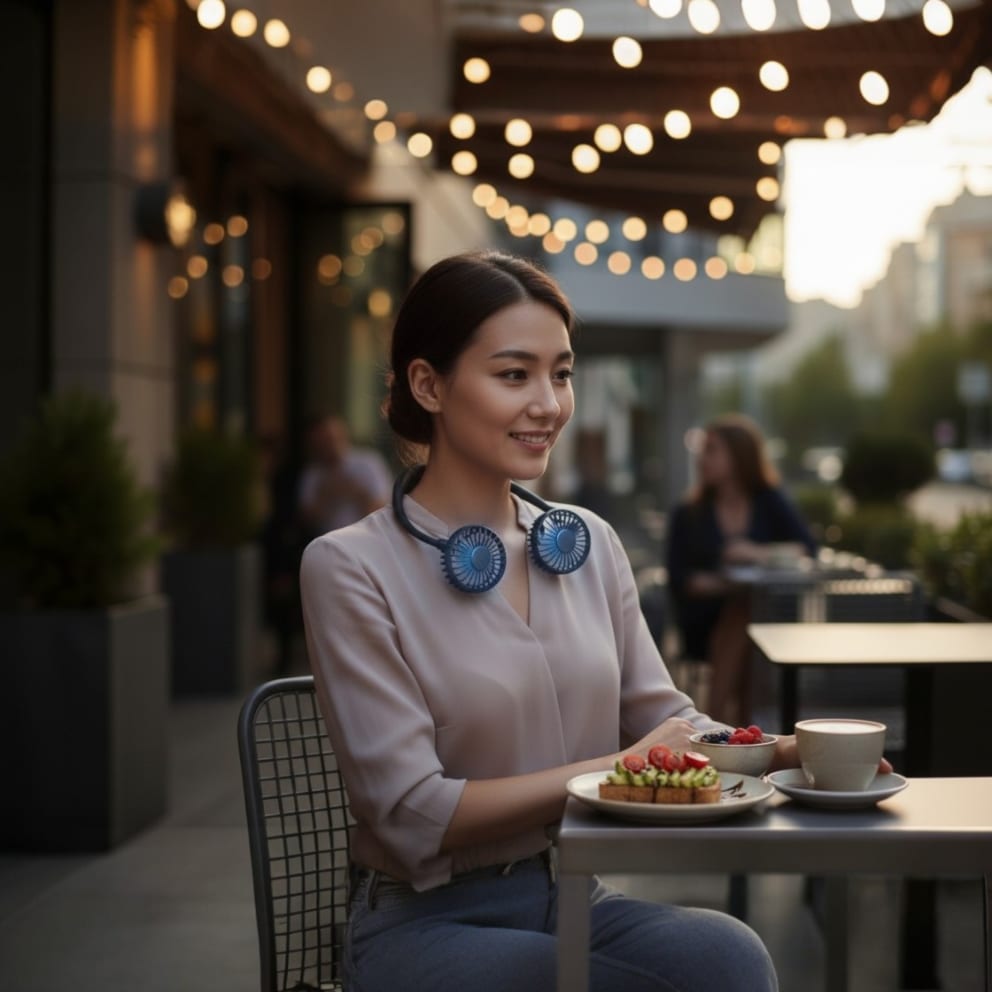 Built in LED lights add visibility for evening walks or tasks