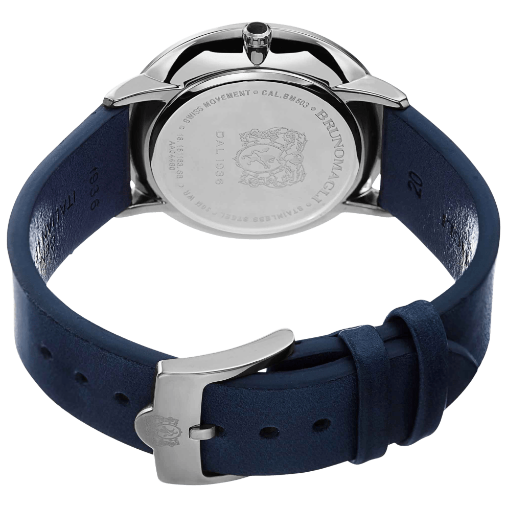 Silver Case w/ Blue Strap and Blue Dial