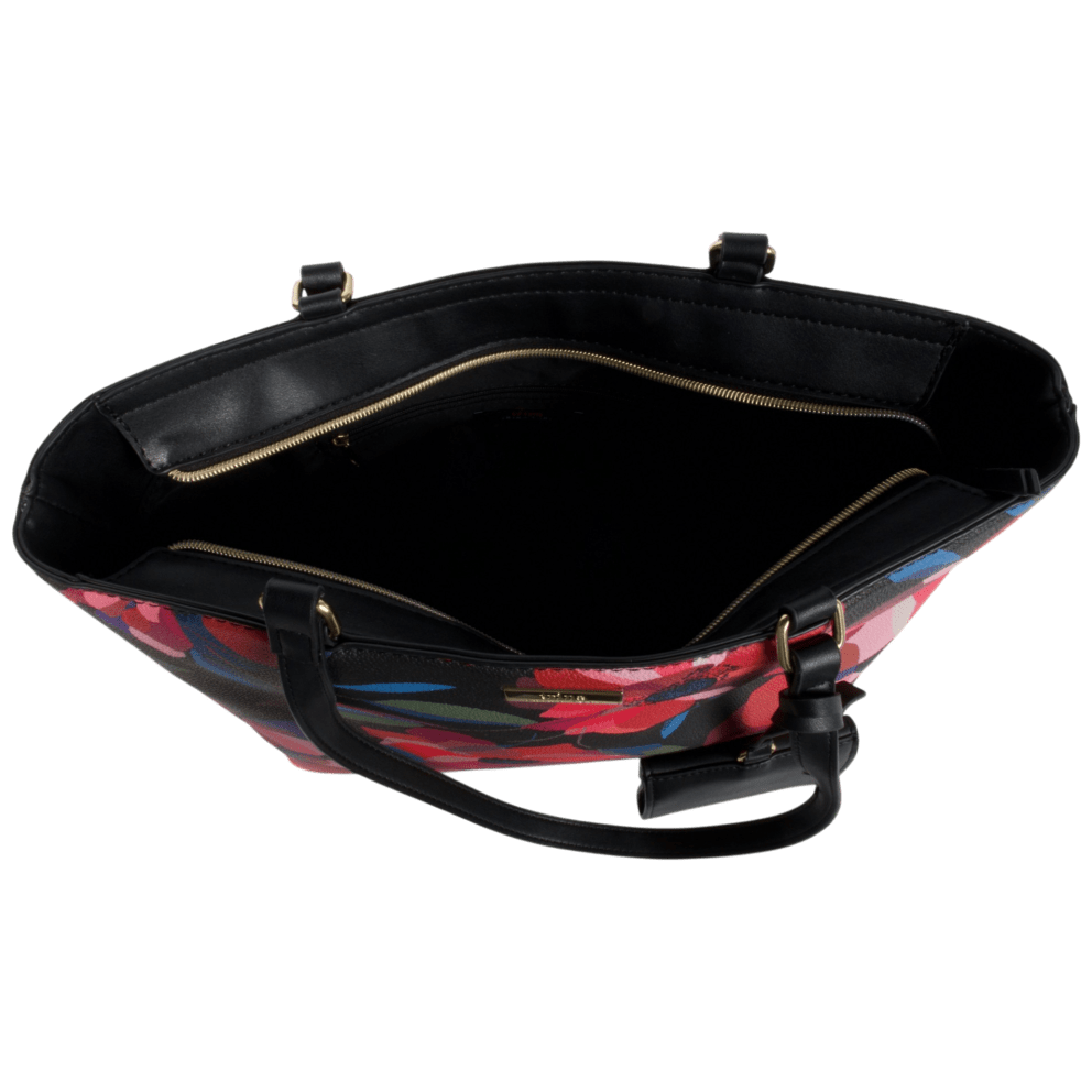 Zippered closure with inner zippered pocket and ample interior room