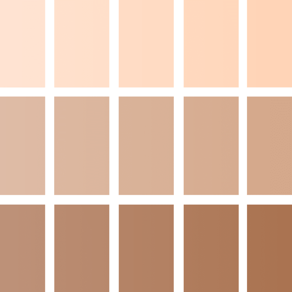 Skin Tone Chart: Suitable for all fair to warm tan skin tones