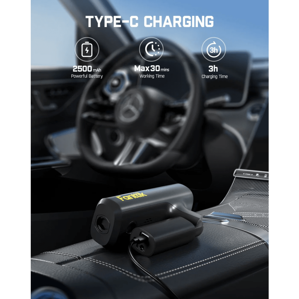 Type-C charging with up to 30 minute run time