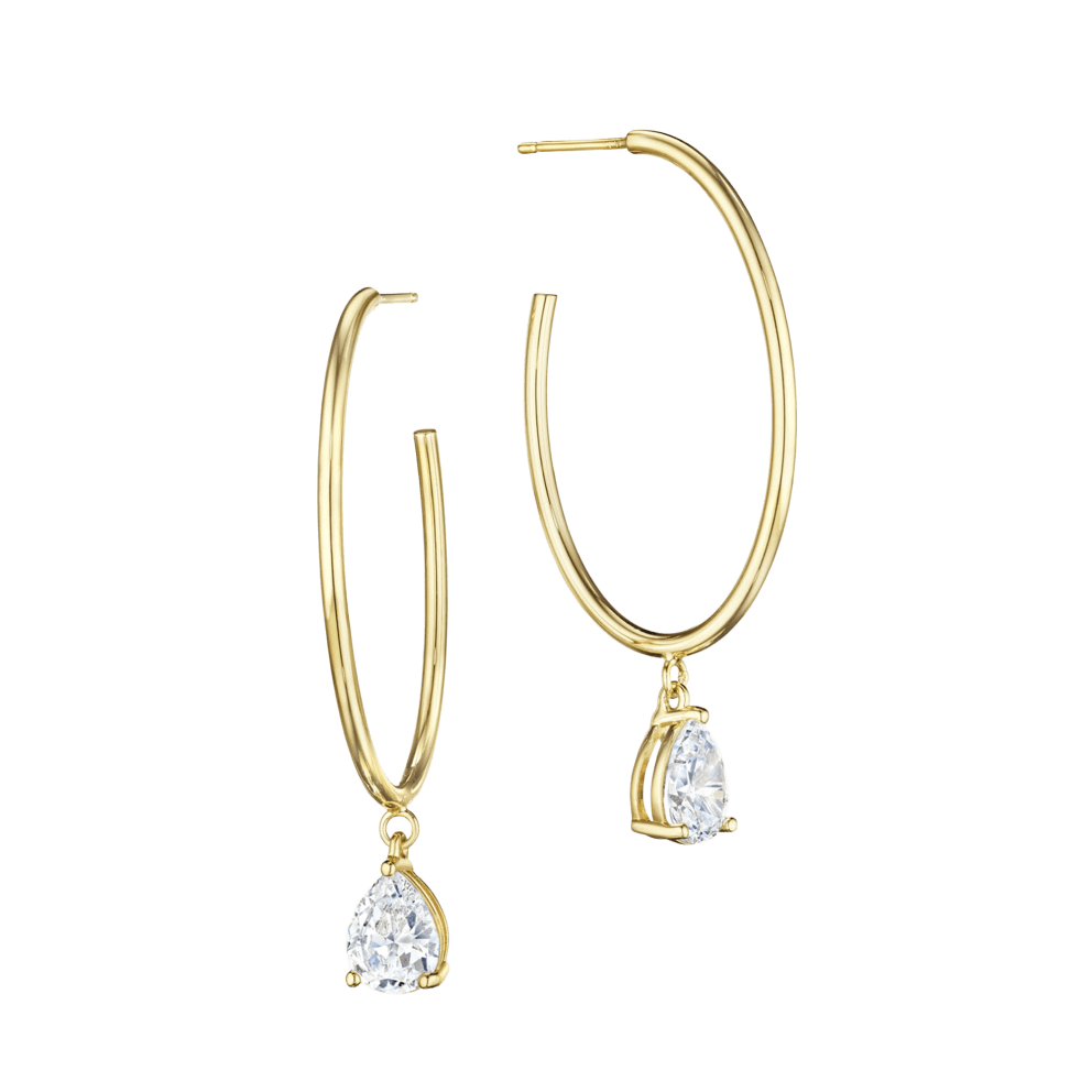 Jennifer Miller 14K Gold-Plated Oval Hoop Drop Earrings