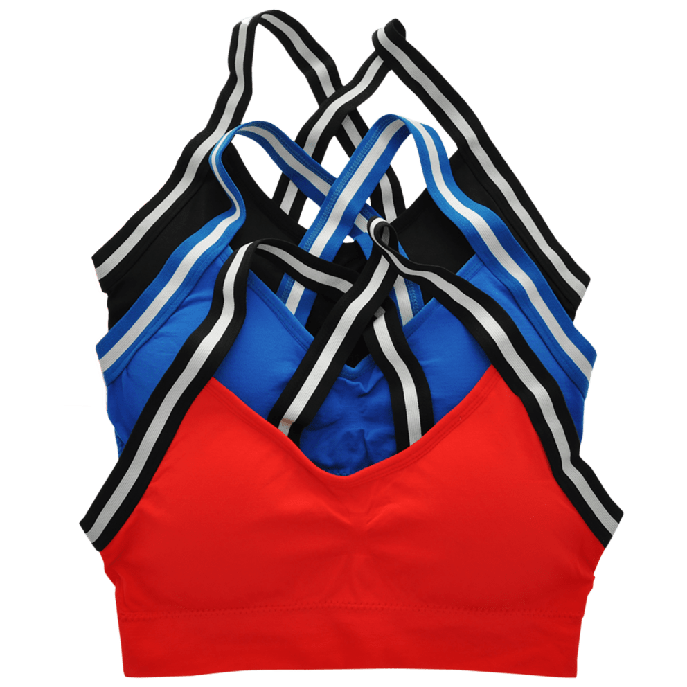 Striped Racerback Bralette - Black, Blue, and Red