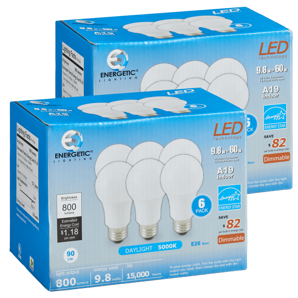 12-Pack - A19 9.8W Dimmable 5000K