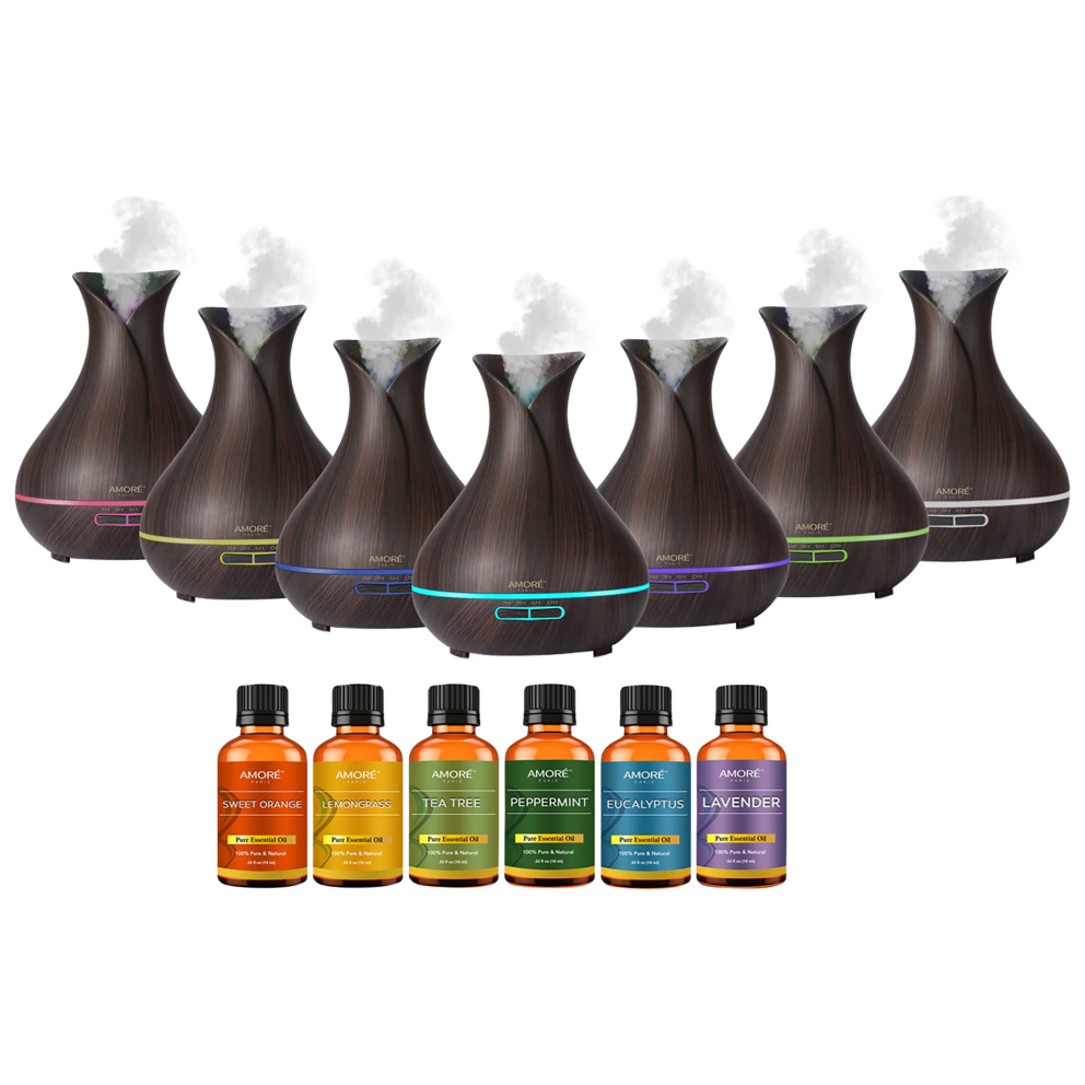 Mocha Oak Wood Diffuser with Top Aromatherapy Oils - 6
