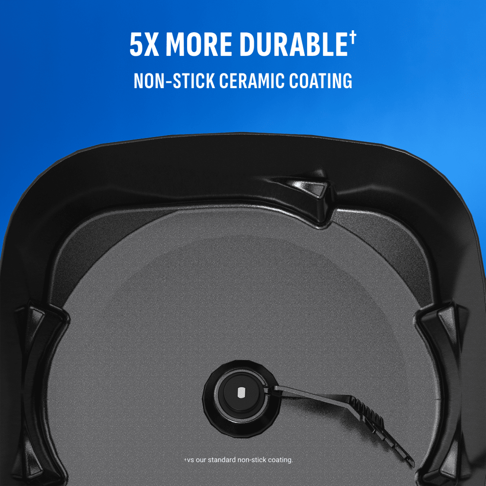 Durable coating lasts 5x longer than standard non-stick