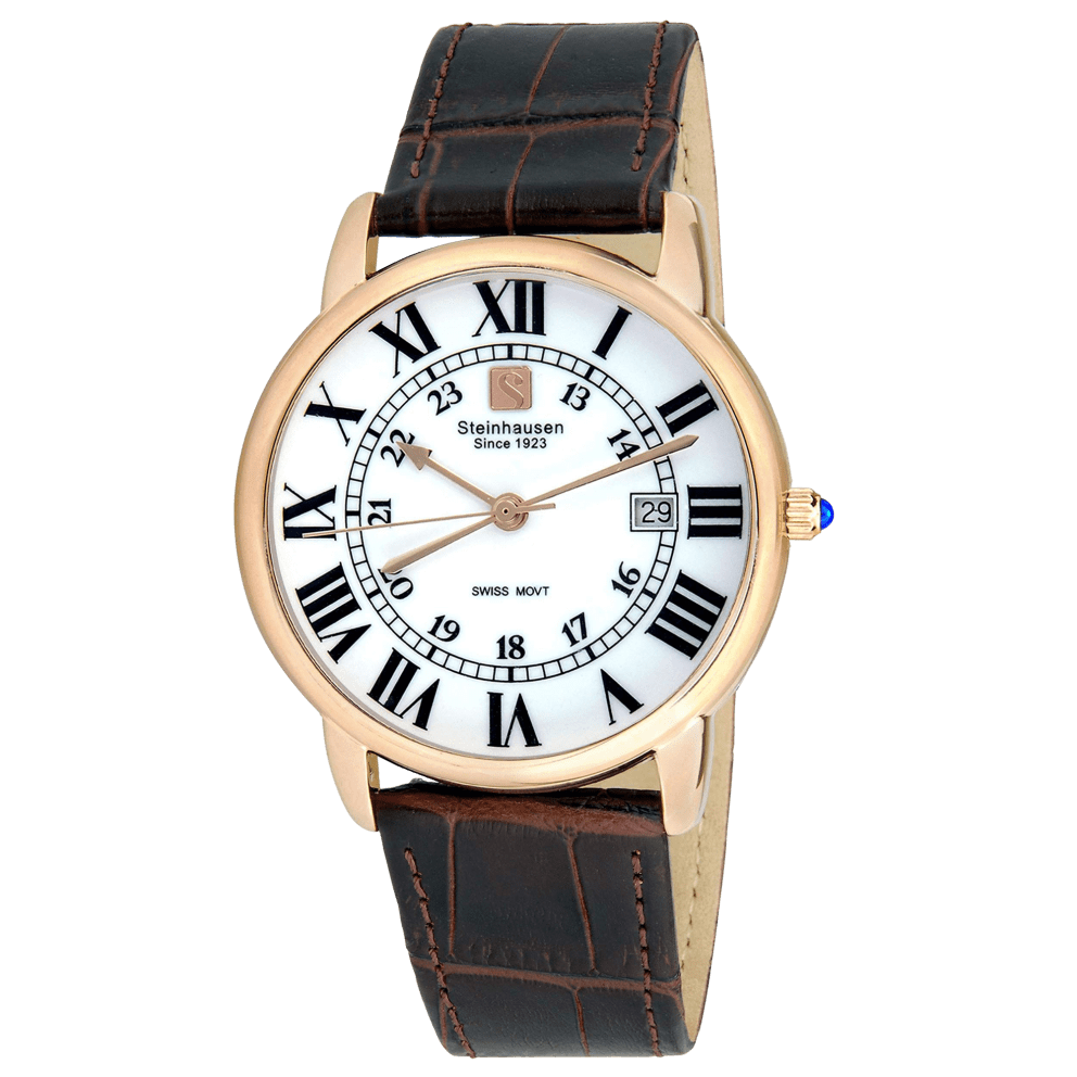 Rose Gold with Brown Leather Band