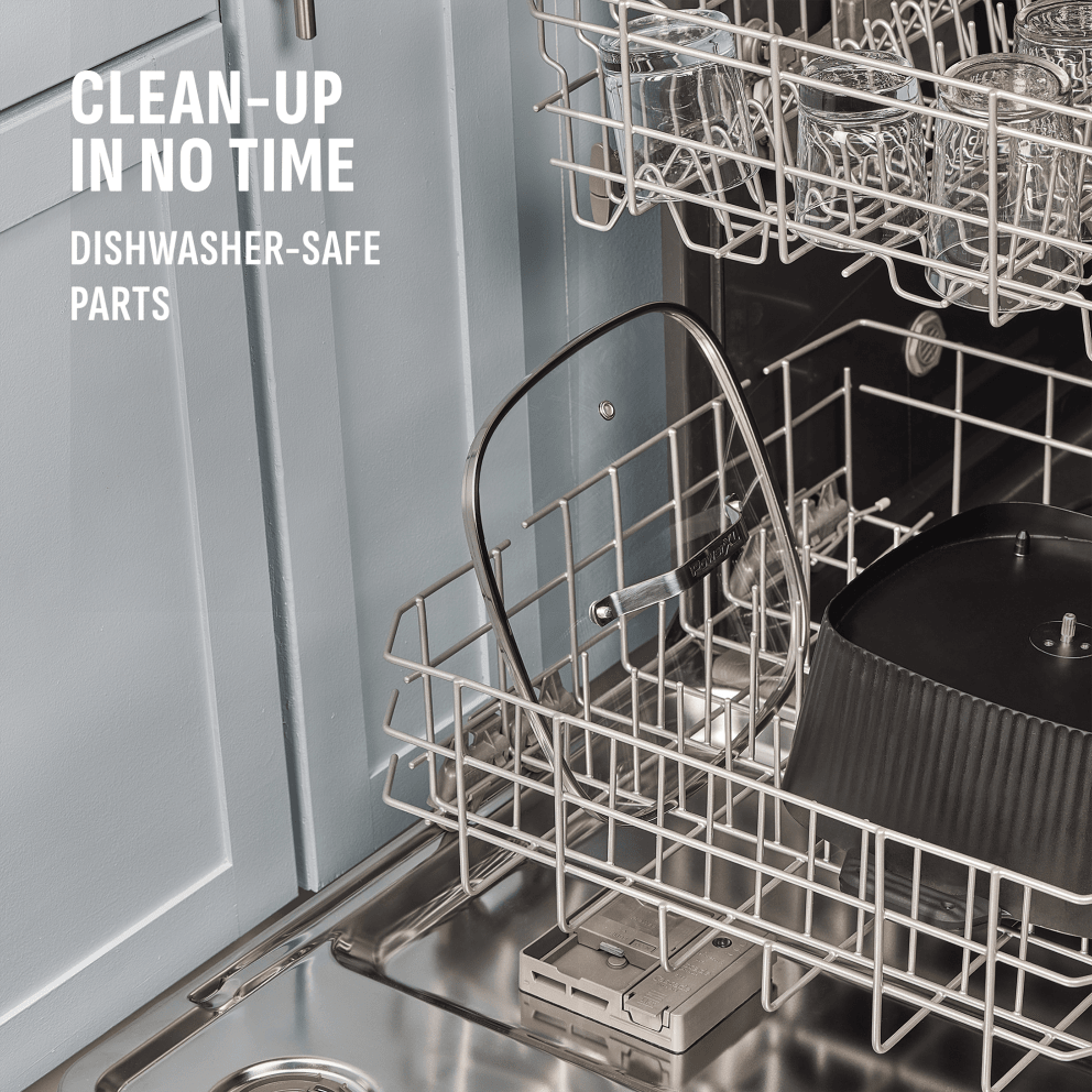 Pot, lid, and paddle are dishwasher-safe for easy cleanup