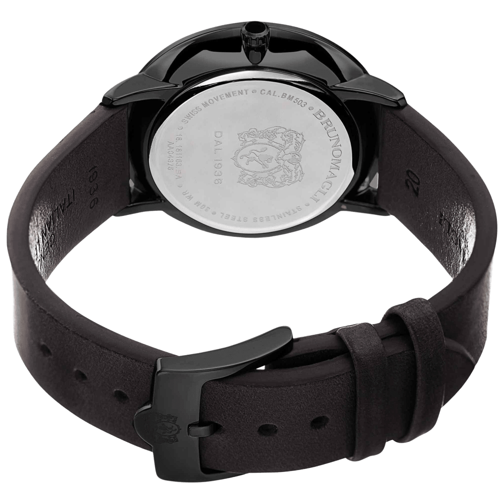 Black Case w/ Black Strap and Medium Brown Dial
