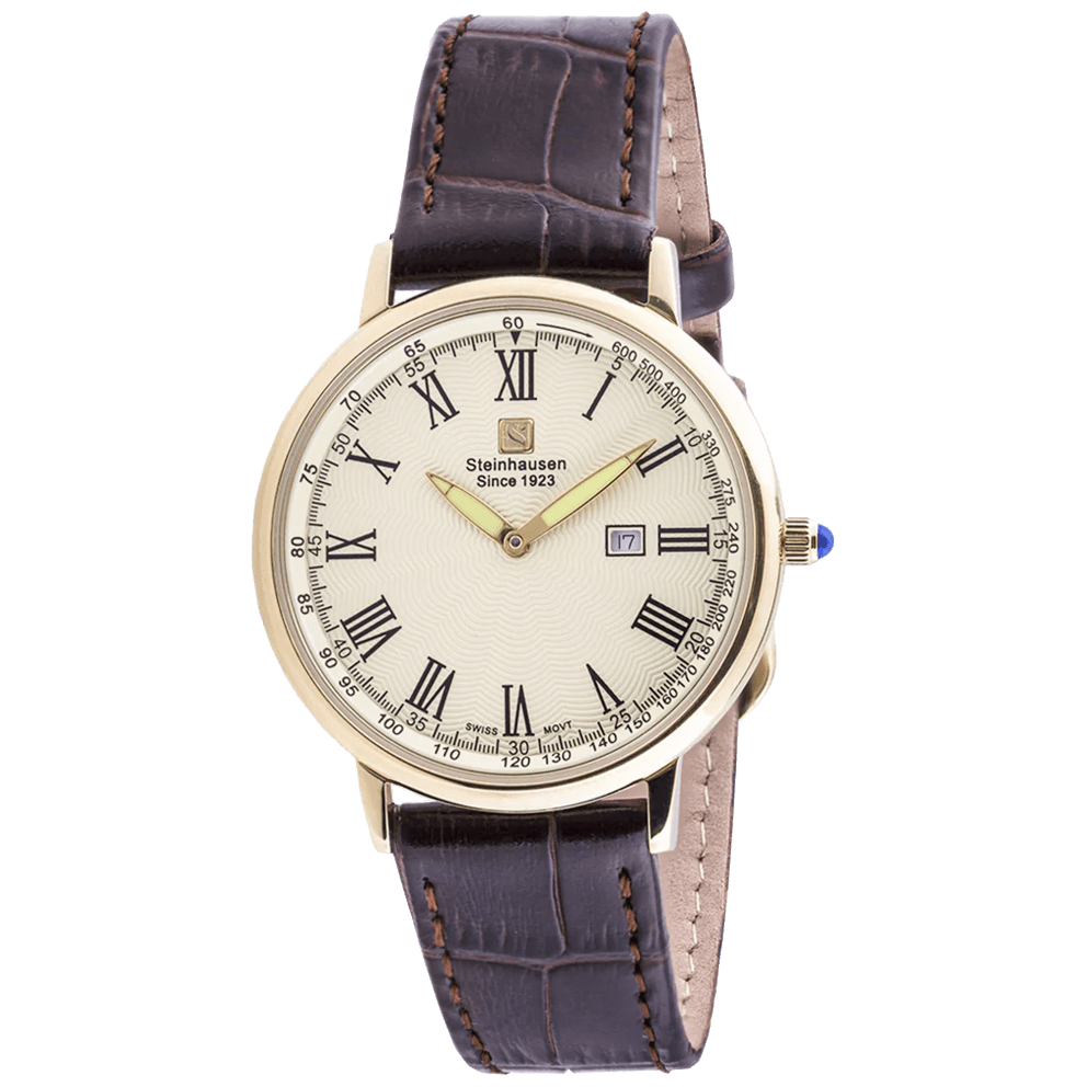 Gold Case with Brown Leather Band