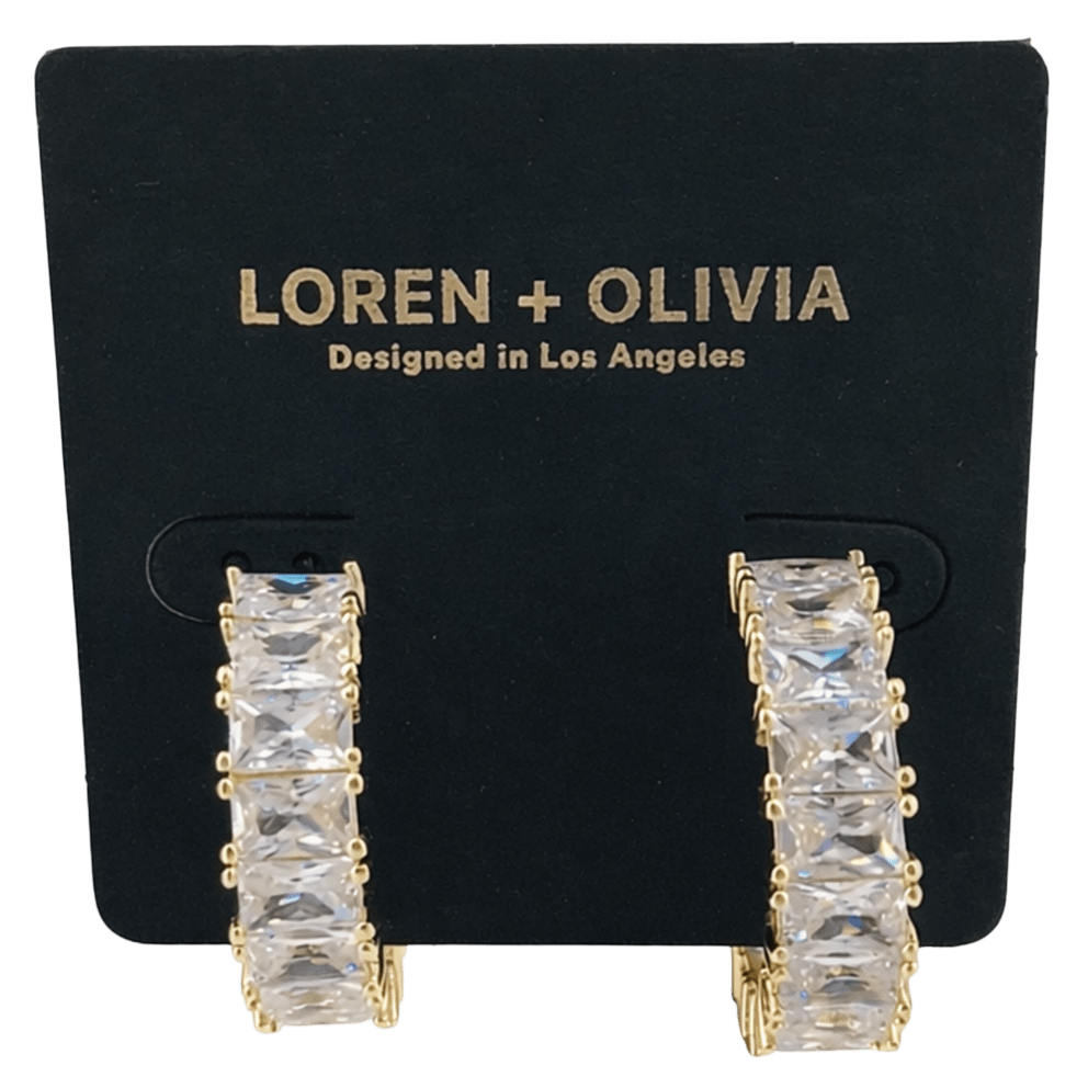 LOREN + OLIVIA Aretes de Aro Baguette $25