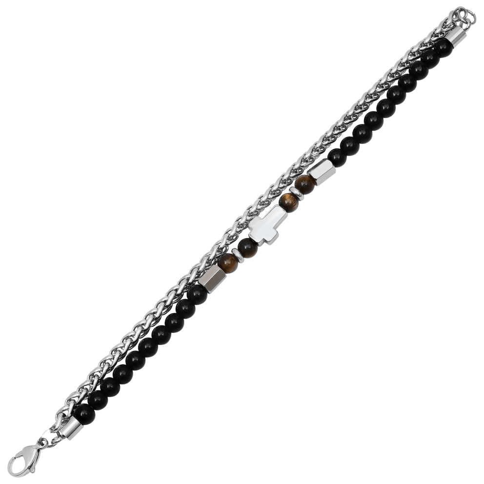 Tigers Eye Cross Bead Chain