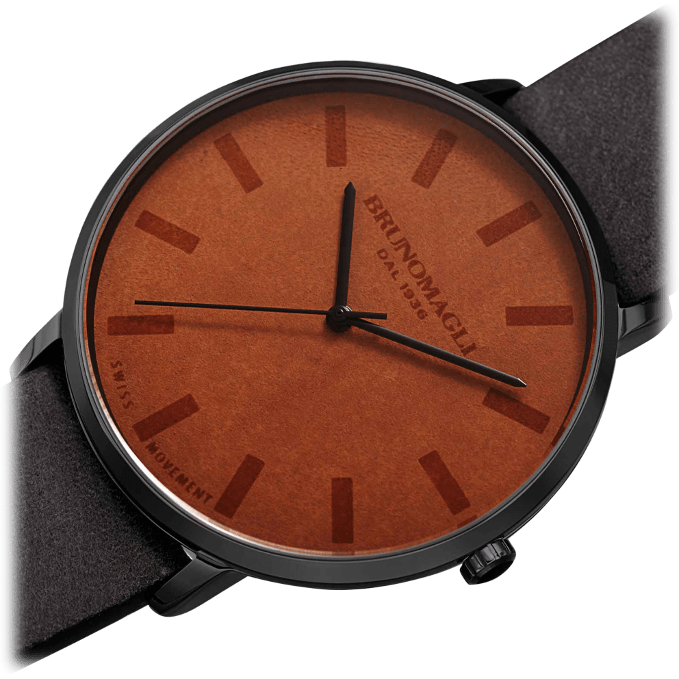 Black Case w/ Black Strap and Medium Brown Dial