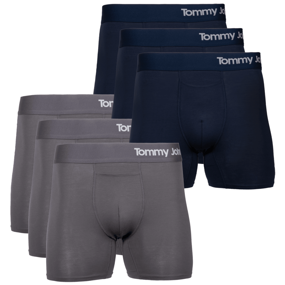 4" Cool Cotton Boxer Briefs (Iron Grey/Navy)