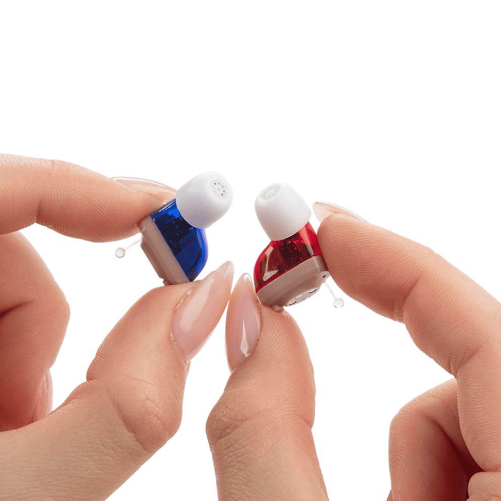 Discreet hearing aids designed for clear sound and all-day comfort.