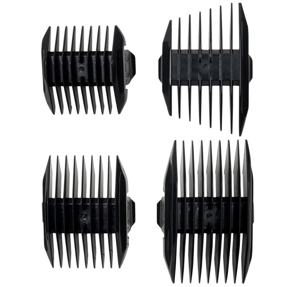 Comes with four double-sided attachments for eight different cut lengths