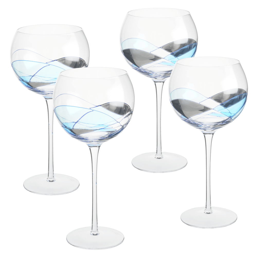 Large Stem Wine Glasses - Blue Line
