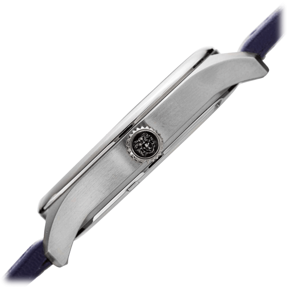 Silver Tone, Silver Dial w/ Blue Inlay, and Blue Strap