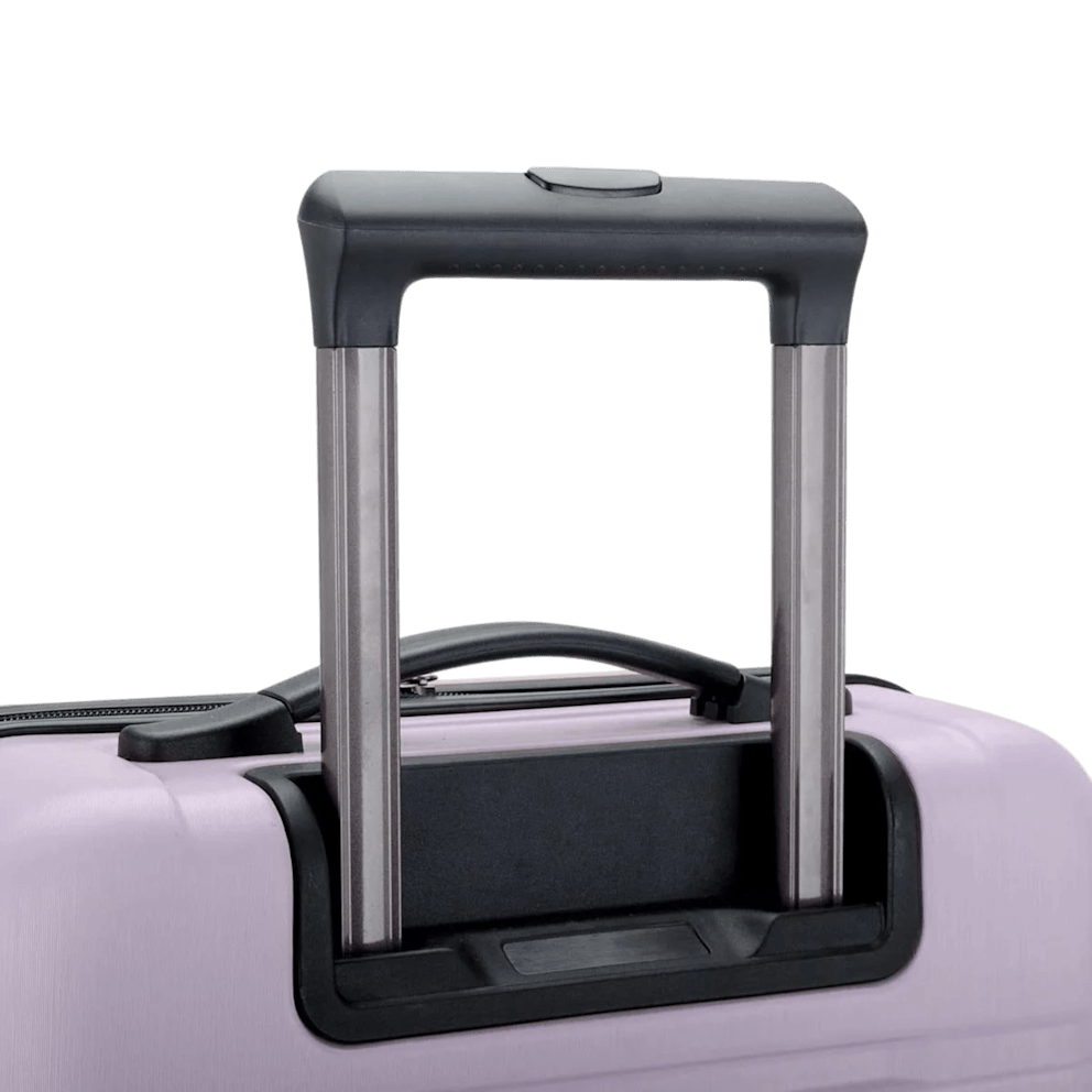 Telescoping handle extends smoothly for effortless mobility.