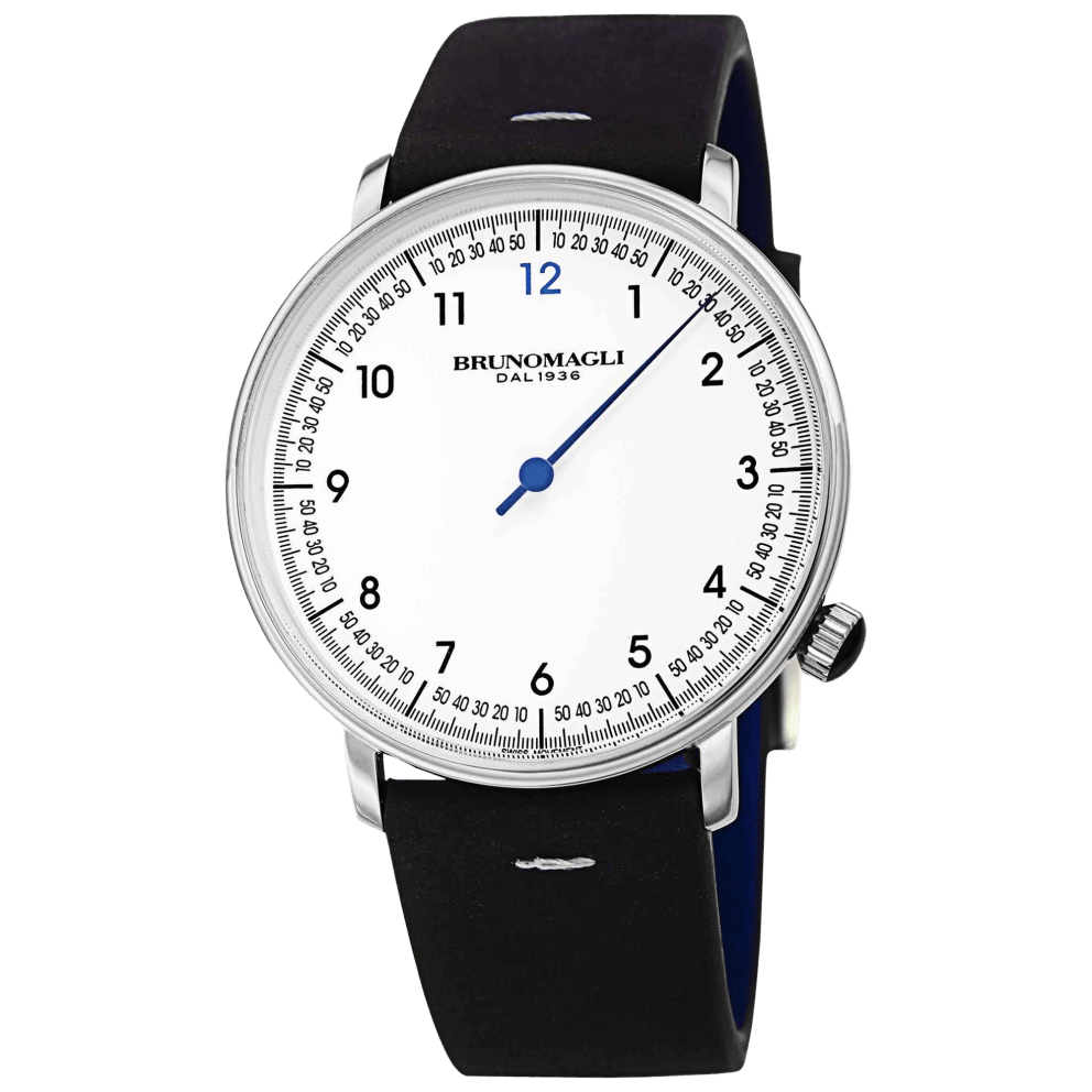 Silver Case w/ Blue Hand and Black Strap