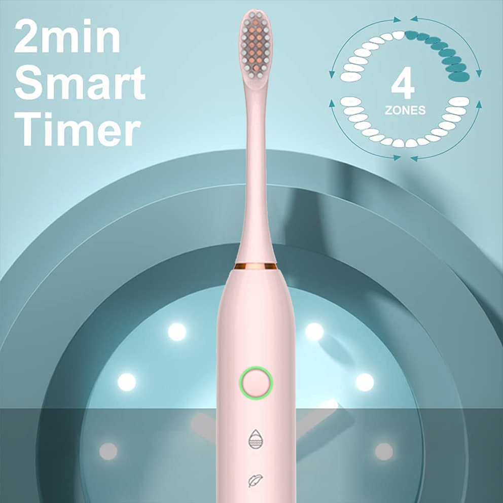 Smart 2 minute timer encourages dentist recommended brushing.