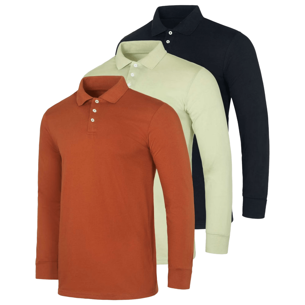 Classic polo collar adds a polished look to a casual long-sleeve shirt