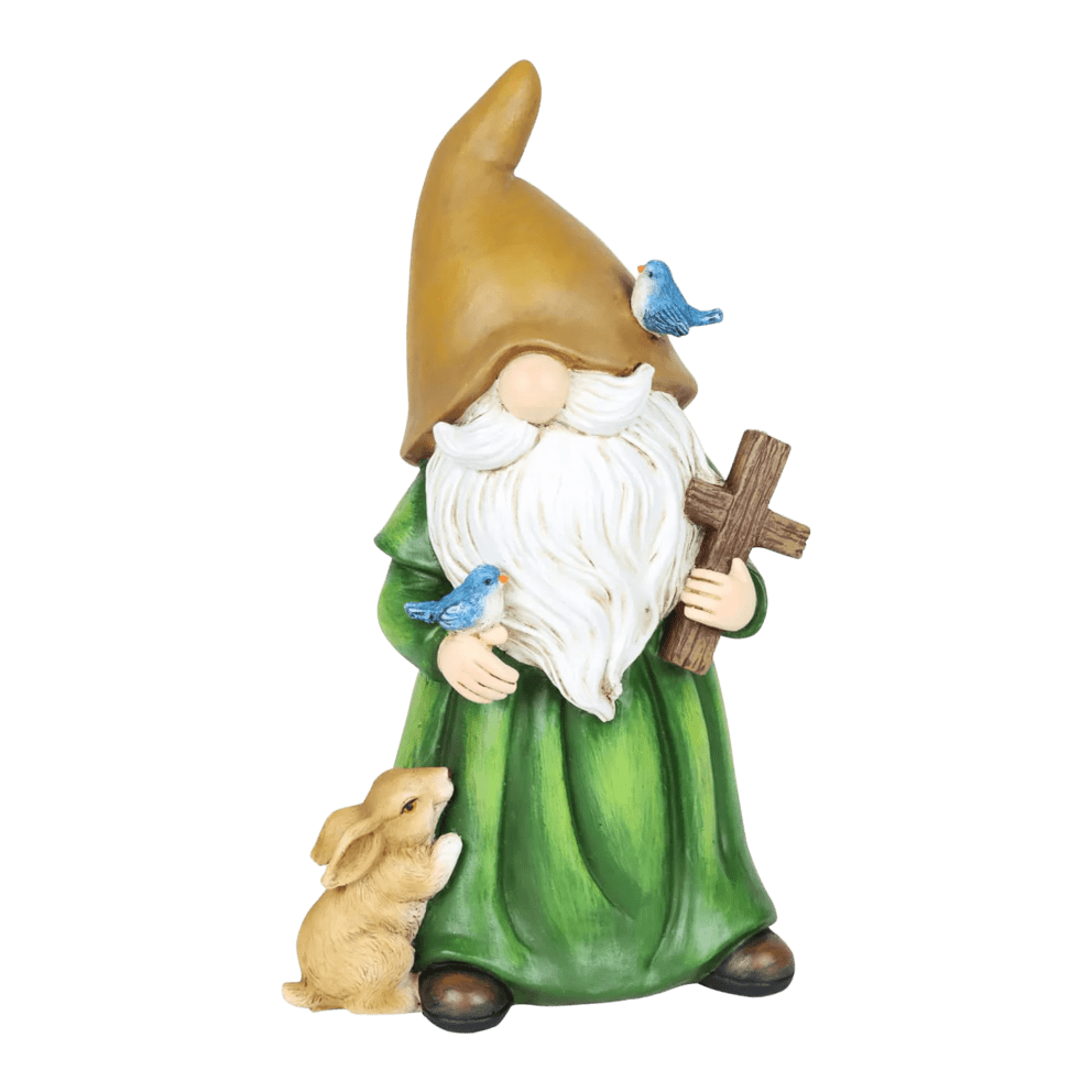 Angel Gnome Standing with Cross