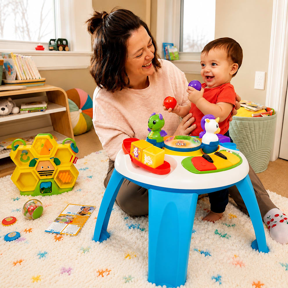 Engaging lights, sounds, and activities help turn playtime into learning time.