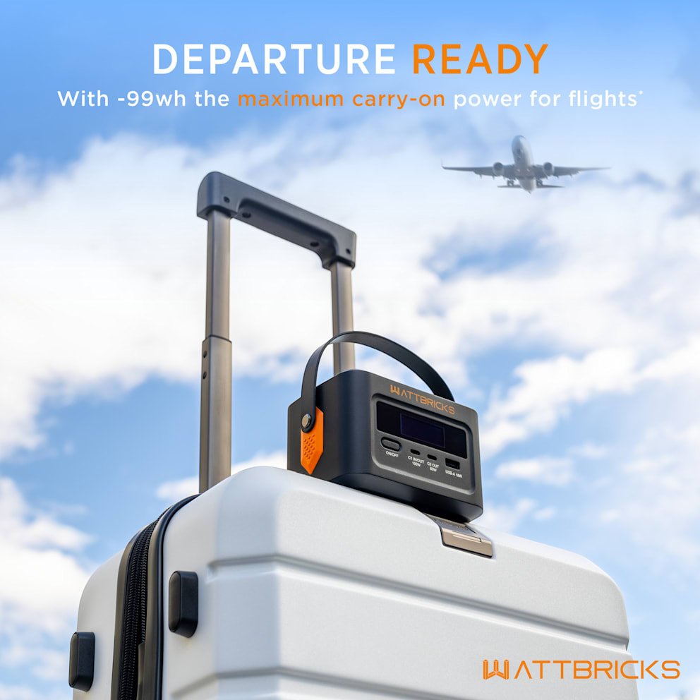 Compact 99Wh design ideal for flights, road trips, and daily travel.