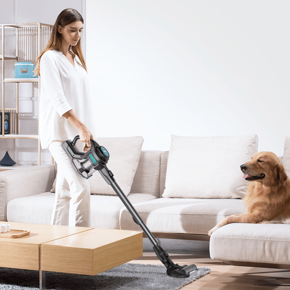 Slim profile helps reach under furniture and into tight spaces