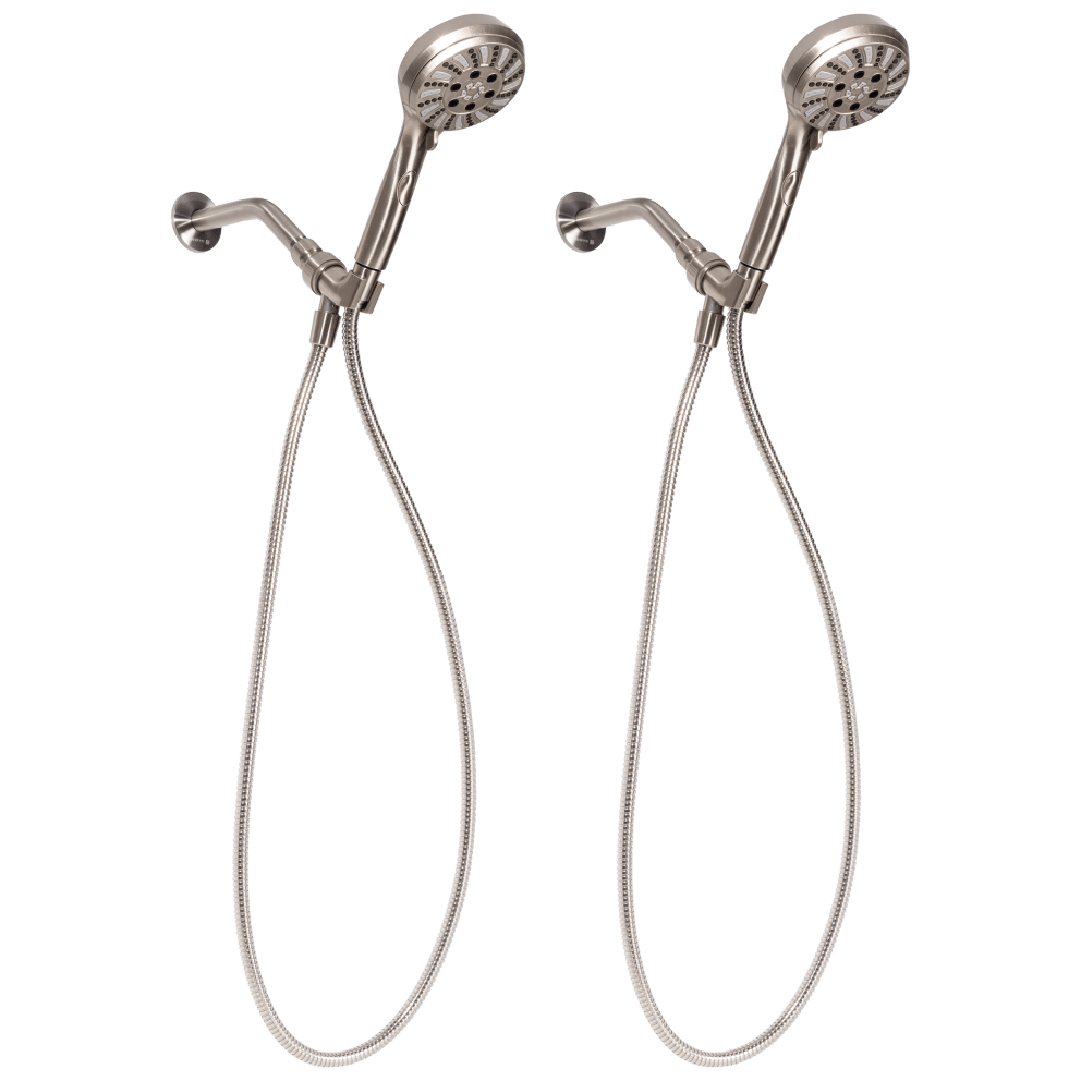 Handheld design provides flexibility & convenience, allowing you to direct water flow precisely where you need it (Satin Nickel 6-Function Handheld Shower Head)