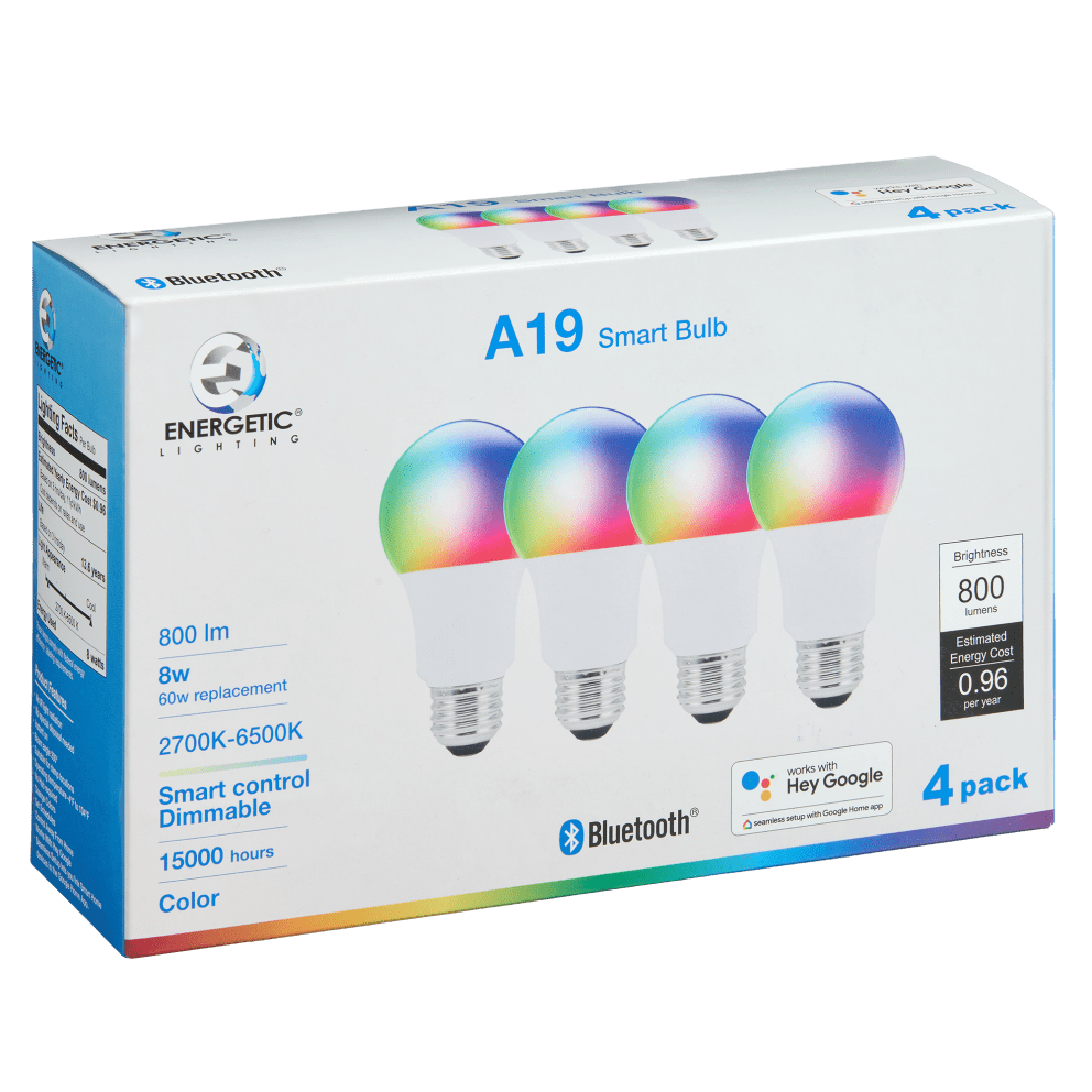4-Pack - A19 Google Dimmable Smart Color