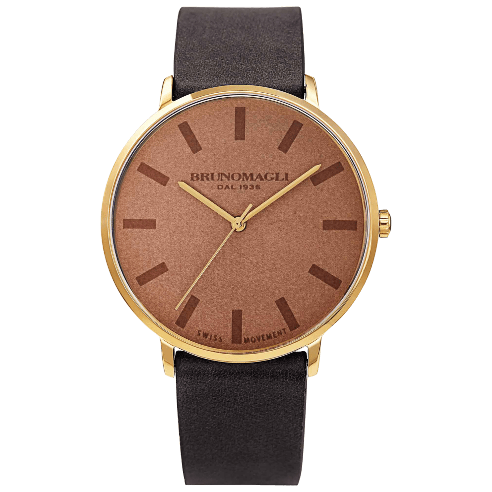 Style: Gold Case w/ Black Strap and Medium Brown Dial