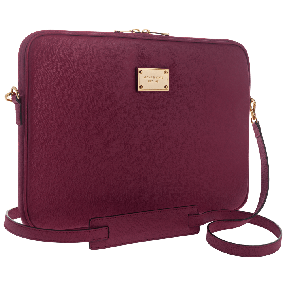 13" Zippered with Strap Peony Saffiano