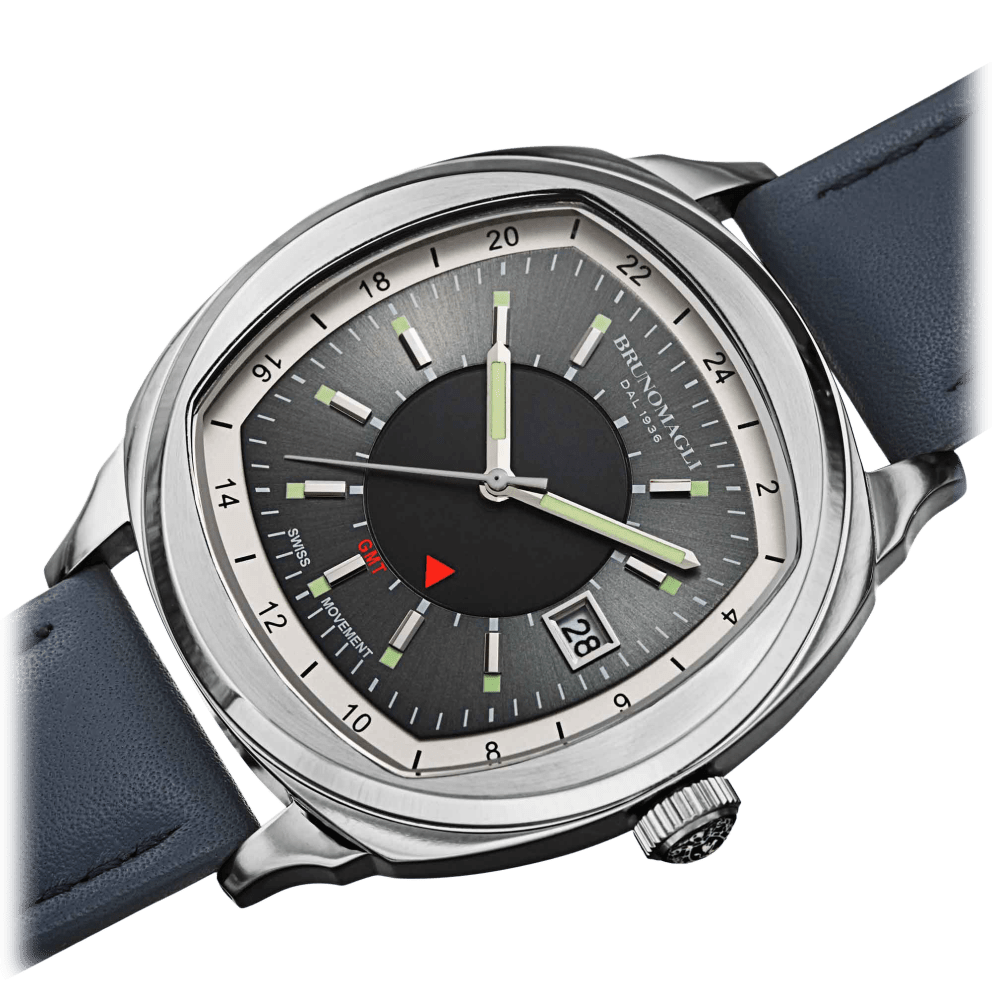 Silver Case w/ Gun Dial on Blue Strap