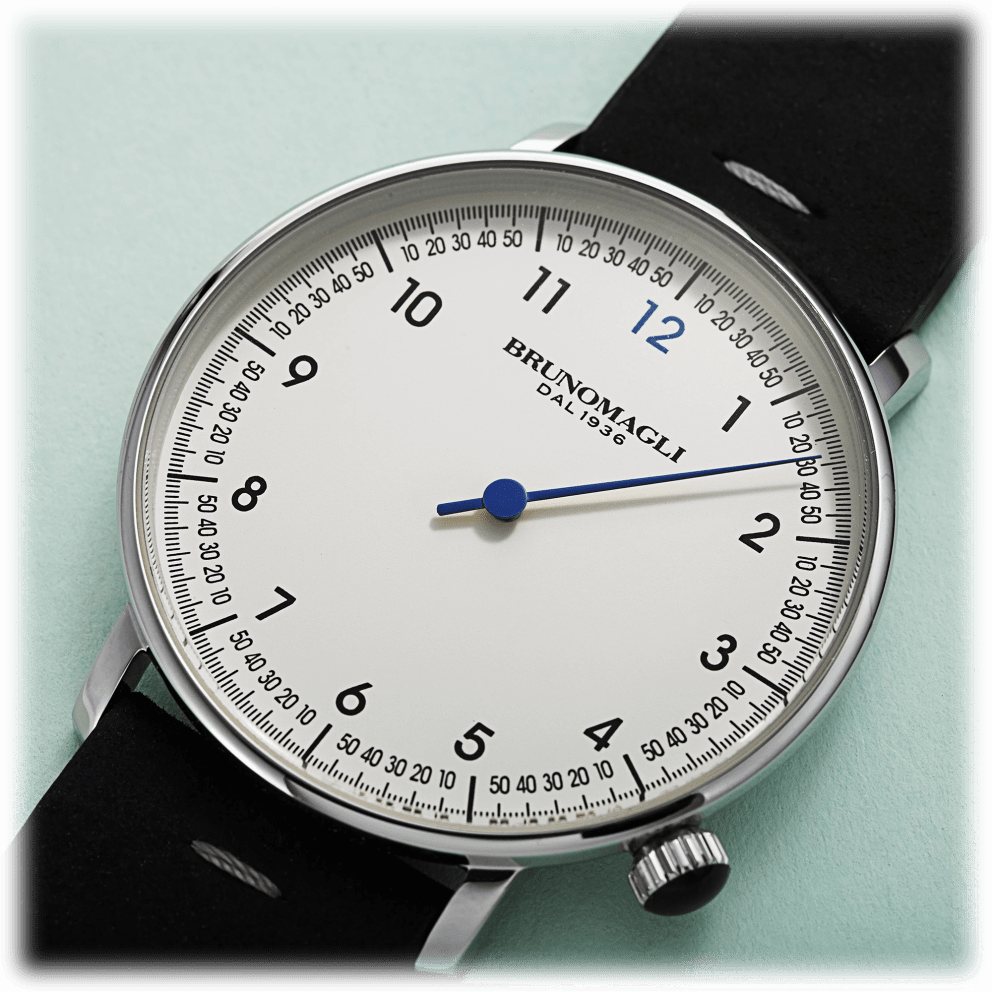 Silver Case w/ Blue Hand and Black Strap