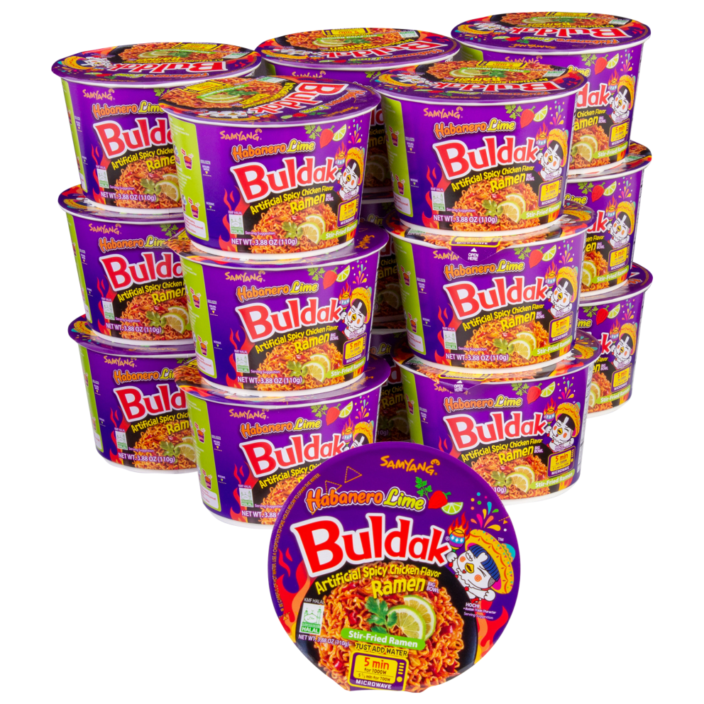 16-Pack, Hot Chicken Ramen Cup- Habanero & Lime (Big Bowl)