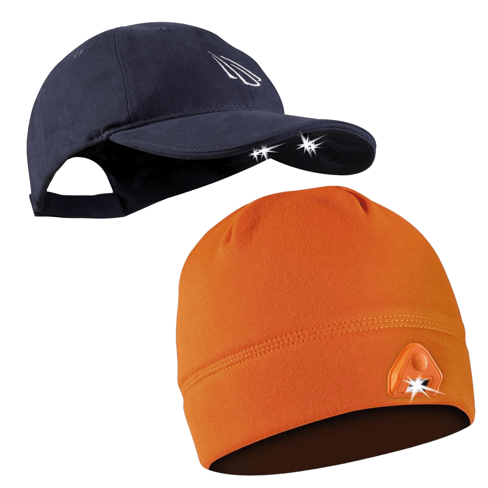 Navy Hat + Orange Beanie