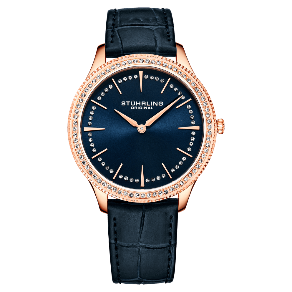 Rose Gold-Tone Case with Blue Dial and Crystals