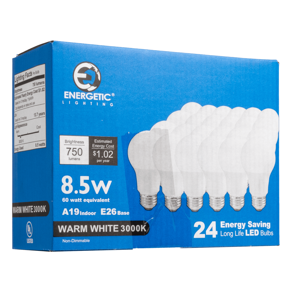 24-Pack - A19 8.5W 3000K