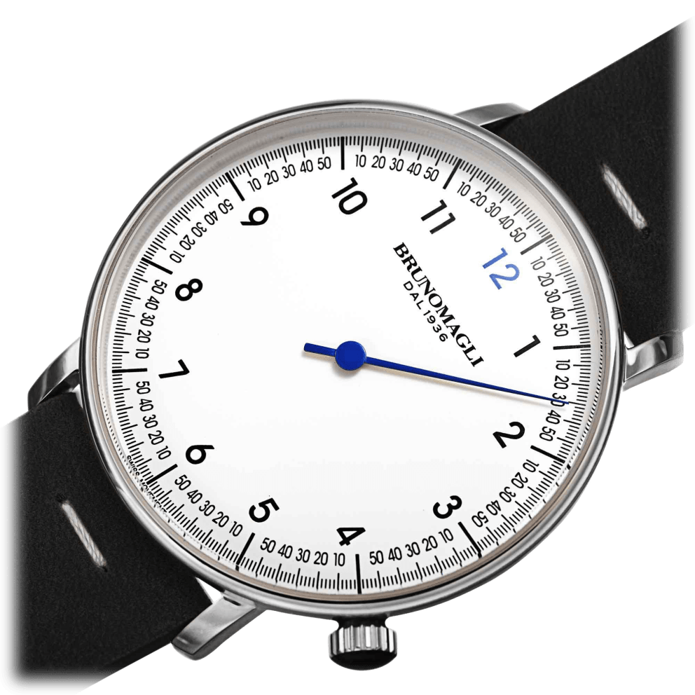 Silver Case w/ Blue Hand and Black Strap