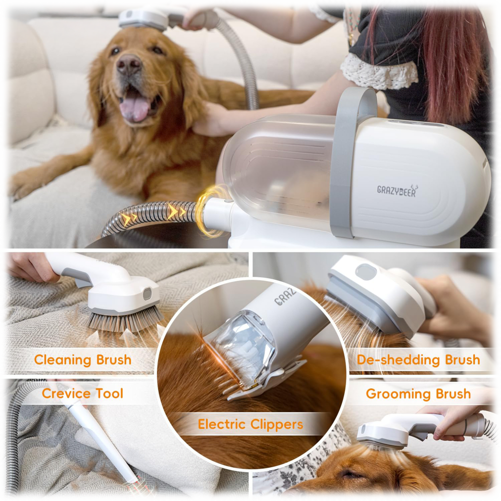Combines trimming, combing, hair removal, & vacuuming