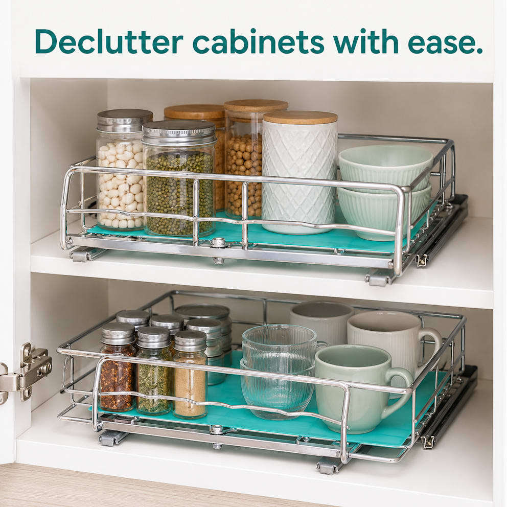 Declutter cabinets with ease.