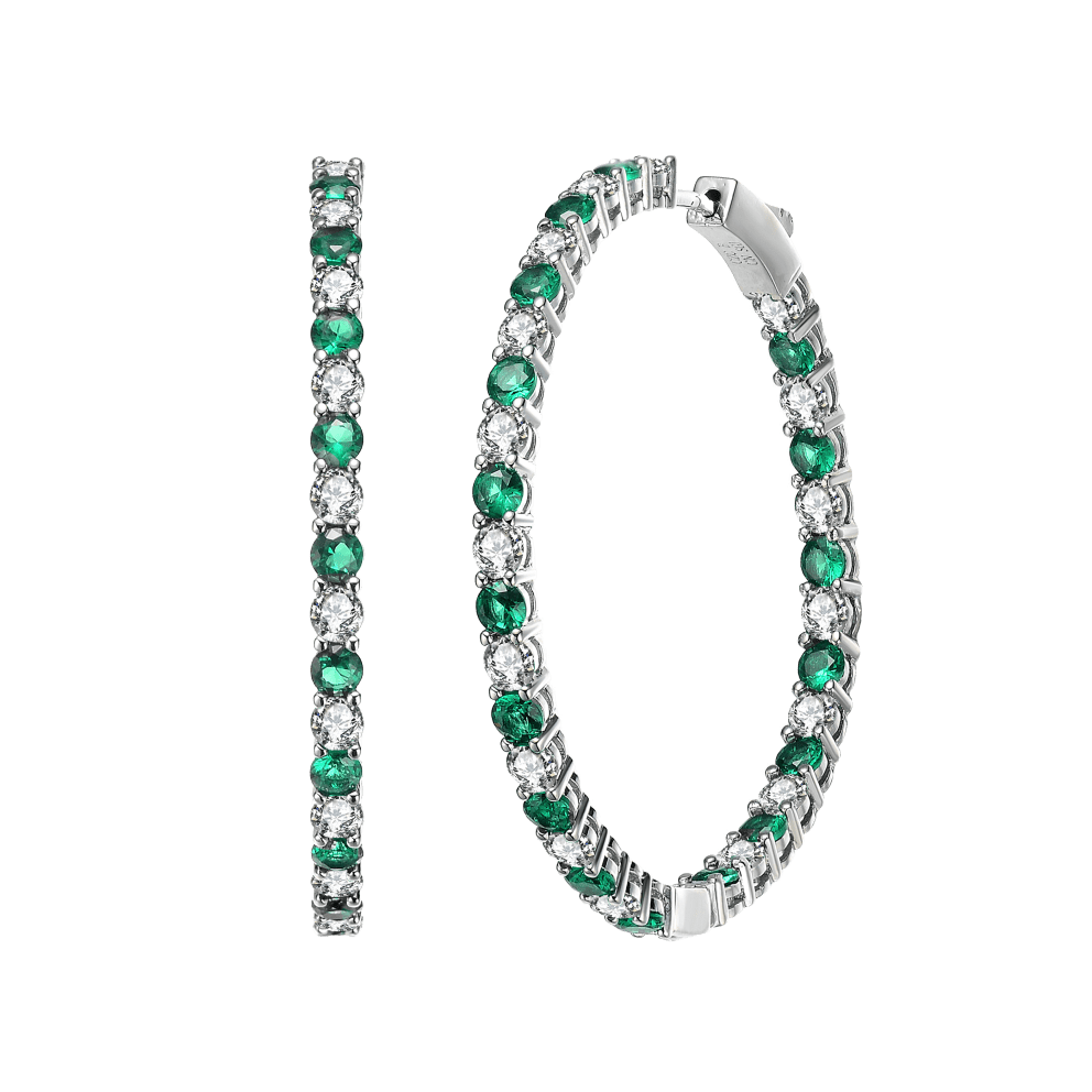 Rhodium Plated - Clear and Green