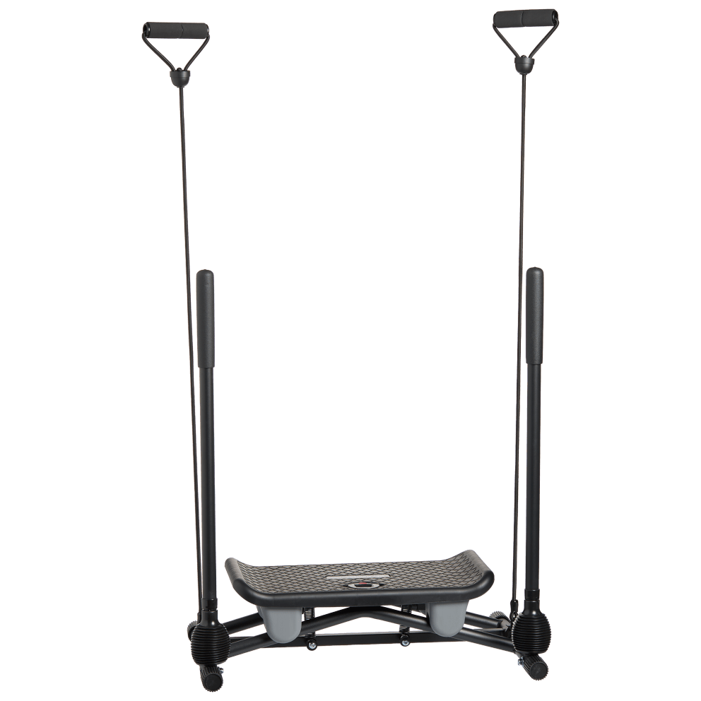 Dual resistance bands provide additional upper-body workout